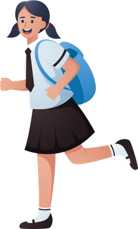 Female student going school  Illustration