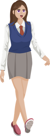 Female student going school  Illustration