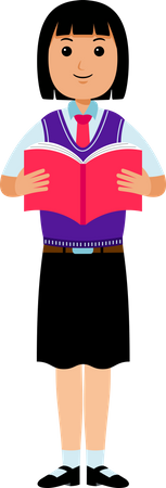 Female Student Holding Book  Illustration