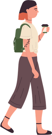Female student holding coffee cup  Illustration