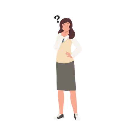 Learning And Education Concept Korean Student Character Full Length Of Female Student In School Uniforms Is Curious Something イラスト