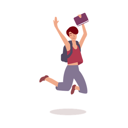 Female student jumping Illustration