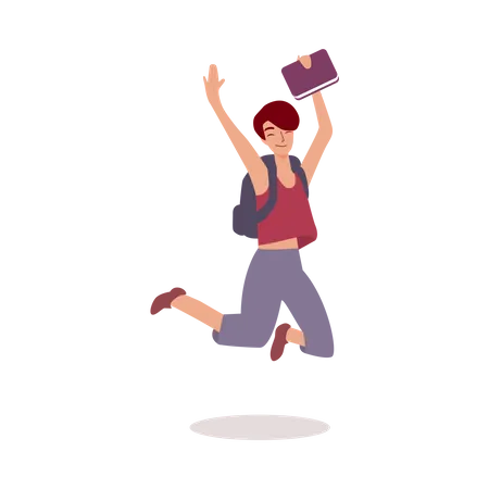 Female student jumping  Illustration