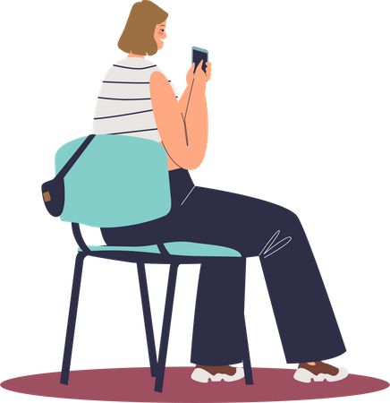 Female student making notes on phone Illustration