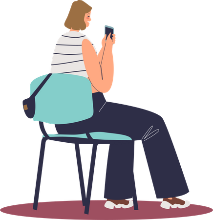 Female student making notes on phone  Illustration