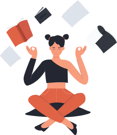 Female student meditating  Illustration