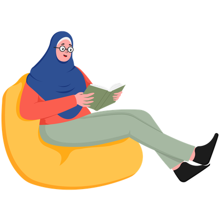 Female Student Reading a Book  Illustration