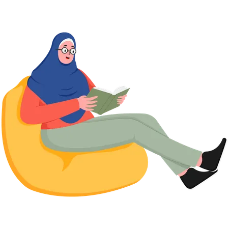 Female Student Reading a Book  Illustration