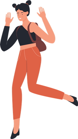 Female student running  Illustration