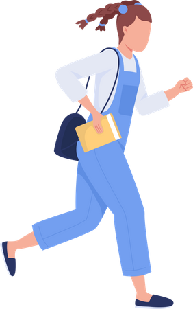 Female student running to school Illustration