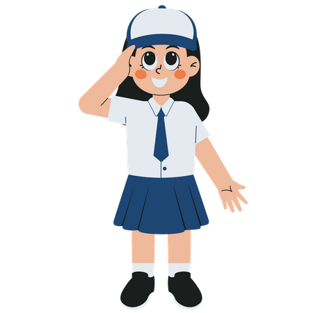 Female Student Saluting During Ceremony  Illustration