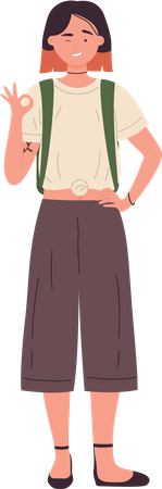 Female student showing super sign  Illustration