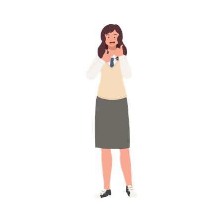 Female student showing thumbs up  イラスト