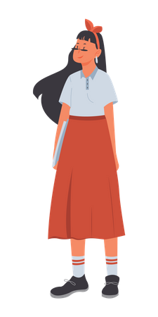 Female student standing  Illustration