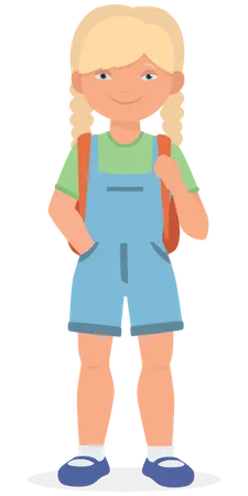 Female student standing confidently  Illustration