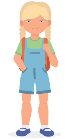 Female student standing confidently  Illustration