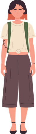 Female student standing  Illustration