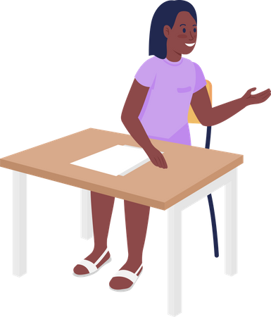 Female student talking in the classroom Illustration