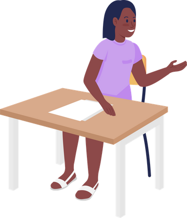 Female student talking in the classroom  Illustration