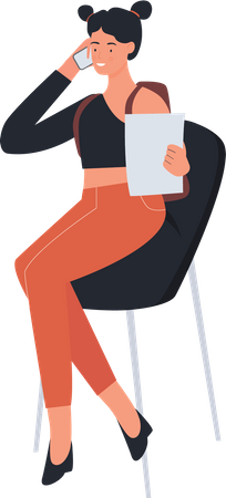 Female student talking on phone  Illustration