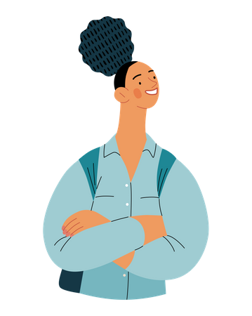 Female student wearing backpack  Illustration