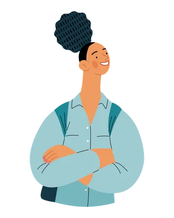 Female student wearing backpack  Illustration