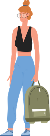 Female student with bag  Illustration