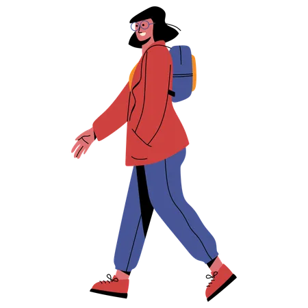 Female Student with Bag  Illustration