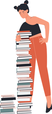 Female student with books  Illustration