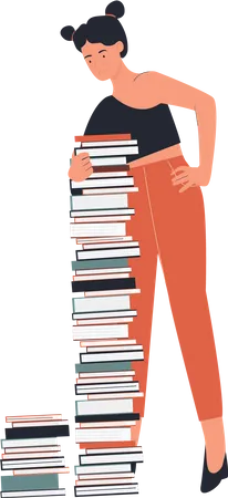 Female student with books  Illustration
