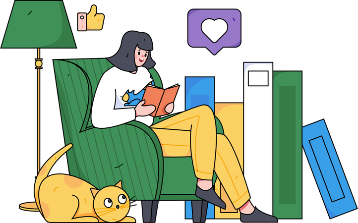 Female student with books  Illustration