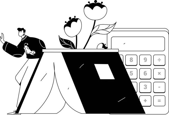 Female student work for exam study time  Illustration