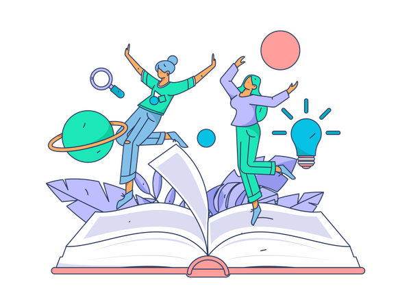 Female students with books  Illustration