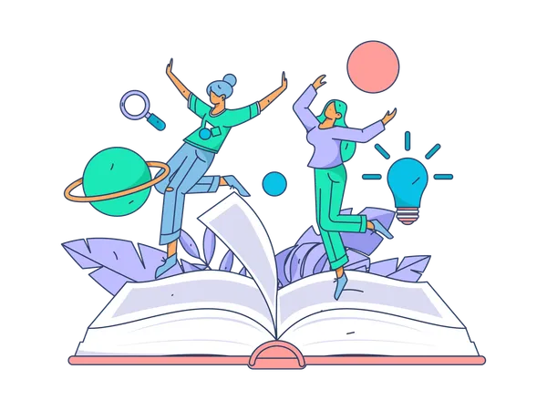 Female students with books  Illustration