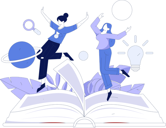 Female students with books  Illustration