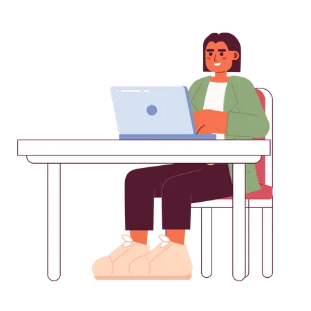 Female supervisor working on laptop  Illustration