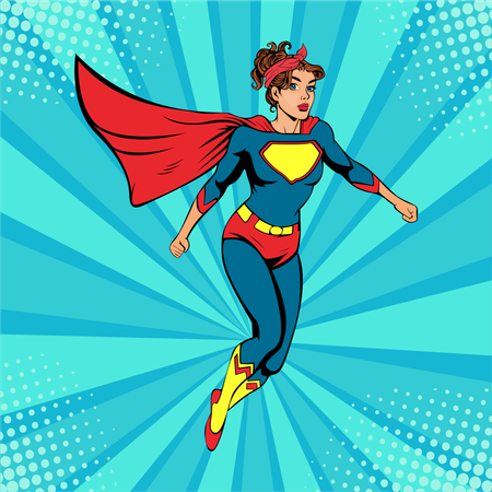 Female superwoman floating in air  Illustration