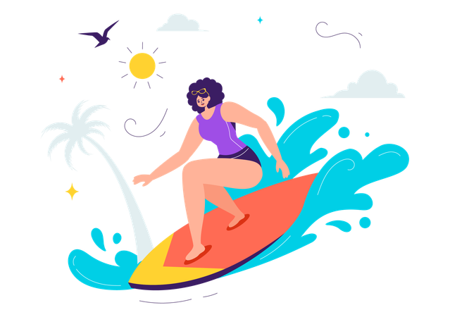 Female Surfer  Illustration