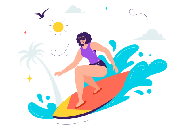 Female Surfer  Illustration