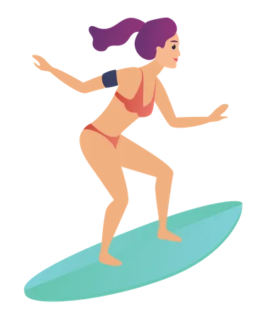 Female surfing  Illustration