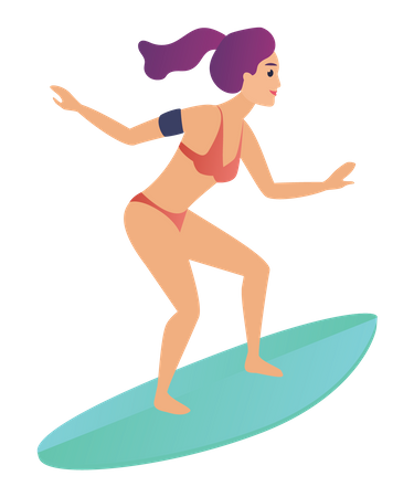 Female surfing  Illustration