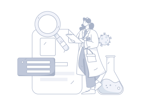 Female Surgeon doing Medical research  Illustration