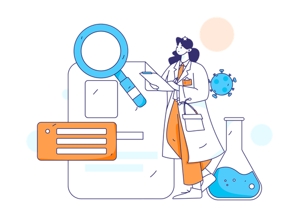 Female Surgeon doing Medical research  イラスト