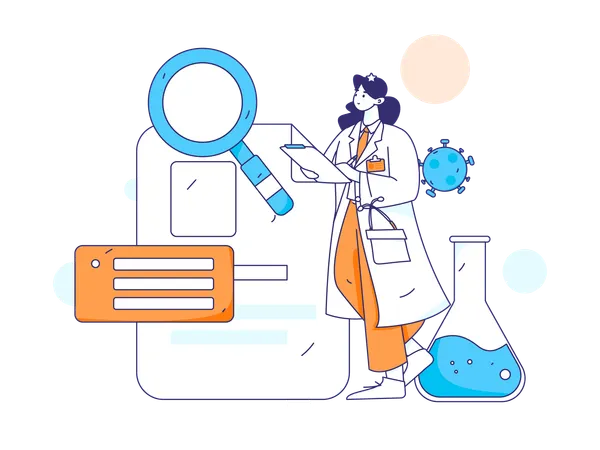 Female Surgeon doing Medical research  Illustration