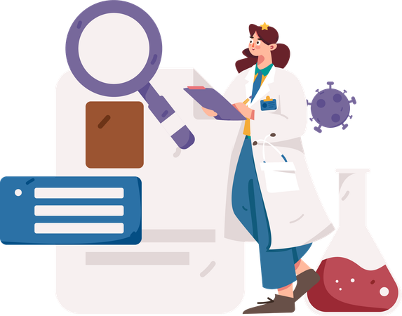 Female Surgeon doing Medical research  Illustration