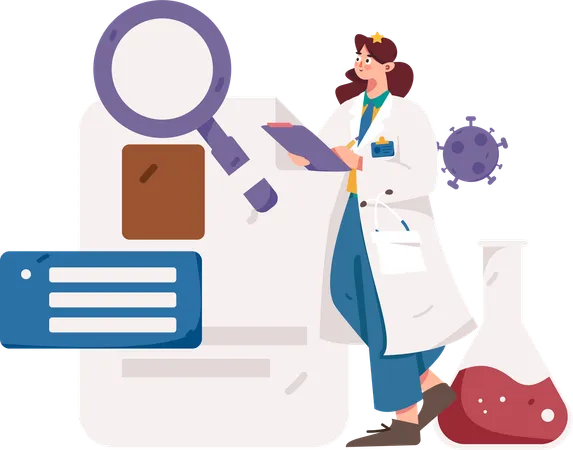 Female Surgeon doing Medical research  Illustration