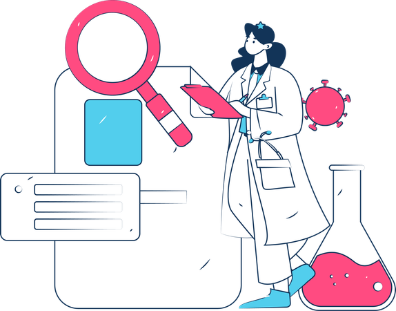 Female Surgeon Doing Medical Research  Illustration