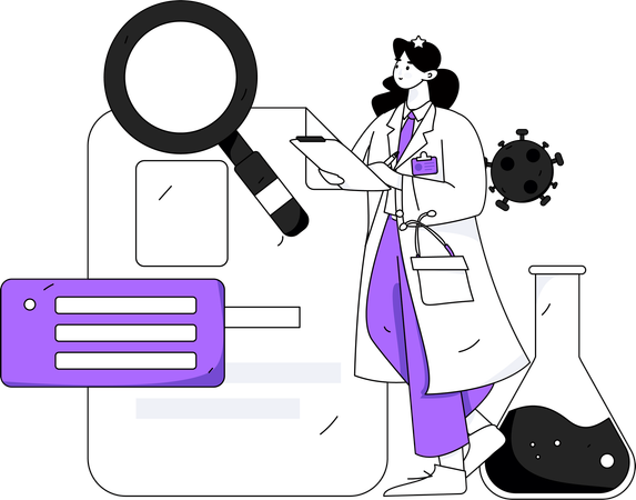 Female Surgeon doing Medical research  Illustration