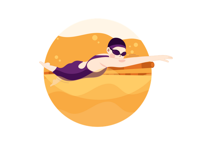 Female Swimmer  Illustration