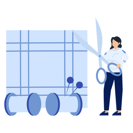 Female tailor standing with scissor  Illustration
